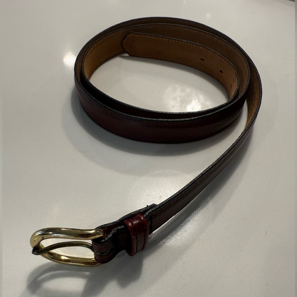 Bill Blass Men's Brown Leather‎ Belt with Gold Buckle Size 42